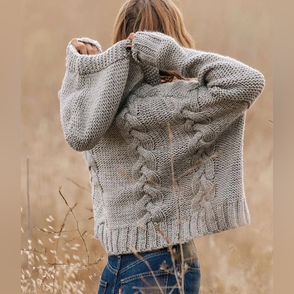 Lovestitch Kelly Oatmeal Chunky Cable Knit Hoodie Hood Sweater - Picture 1 of 8